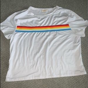 rainbow stripe cropped tee
